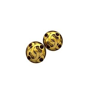 CHANEL Gripoa Coco Mark Motif GP Earrings and Ear Cuffs, Gold, 5068b